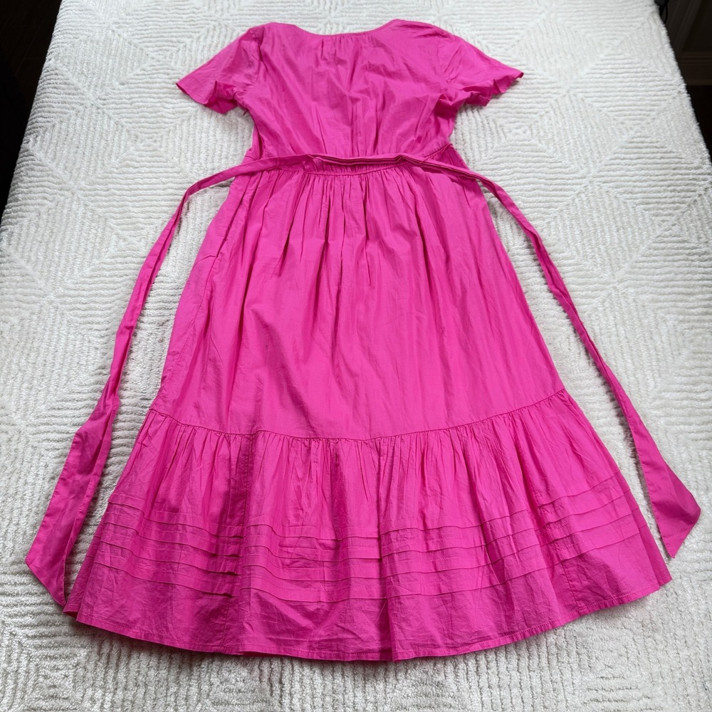 J.Crew BF890 Midi Dress Women's 6 Pink Barbiecore Preppy Modest Work Summer - Picture 2 of 12